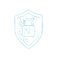Neon-blaues Schild-mit-Schloss-Hologramm als SSL-Sicherheits-Icon f&uuml;r Roby Casino