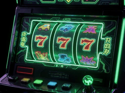 Futuristische Neon-Slotmaschine mit gr&uuml;nem Gl&uuml;hen im Roby Casino