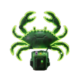 Mechanische Greiferklaue mit gr&uuml;nem Neon als Roby Casino Bonus Crab