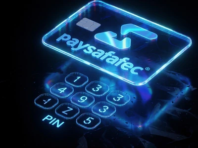 Neon-blaue Paysafecard-Hologramm mit PIN-Pad f&uuml;r anonyme Einzahlungen im Roby Casino