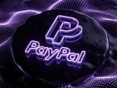 Neon-violette PayPal-Hologramm-Logo f&uuml;r schnelle E-Wallet-Zahlungen im Roby Casino