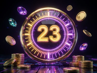 Progressiver Jackpot-Hologramm mit goldenem und violettem Neon im Roby Casino