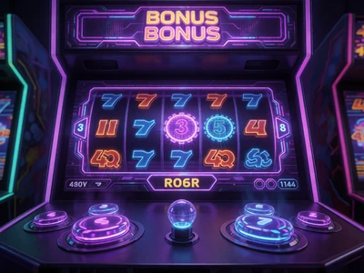 Arcade-Bonus-Slot mit interaktiven violetten Neon-Elementen im Roby Casino