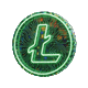 Neon-gr&uuml;nes Litecoin-Hologramm-Symbol als schnelle Krypto-Option f&uuml;r Roby Casino
