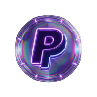 Gl&uuml;hendes neon-violettes PayPal-Logo-Hologramm f&uuml;r E-Wallet-Casino-Zahlungen